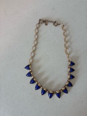 Stella & Dot Gold-Tone Necklace with Royal Blue Teardrops